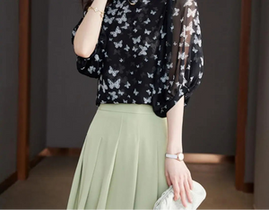 VILZSTUDIOS Lightweight Western Style Chiffon Blouse