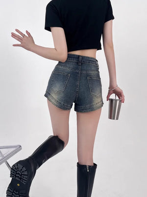 VILZSTUDIOS High Waist Denim Shorts Sexy Jeans