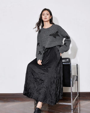 VILZSTUDIOS Butterfly Bead Jacquard Sweater