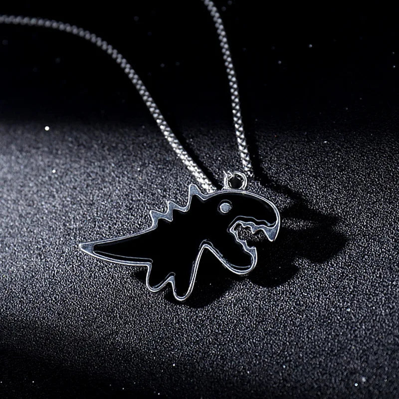VILZSTUDIOS Black Cartoon Dinosaur Pendant Necklace