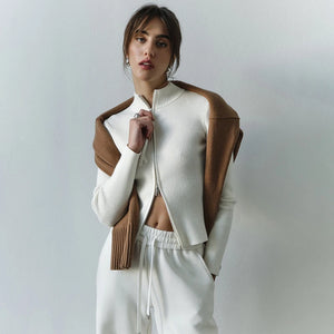 VILZSTUDIOS Stylish Knitted Double Zipper Cardigan
