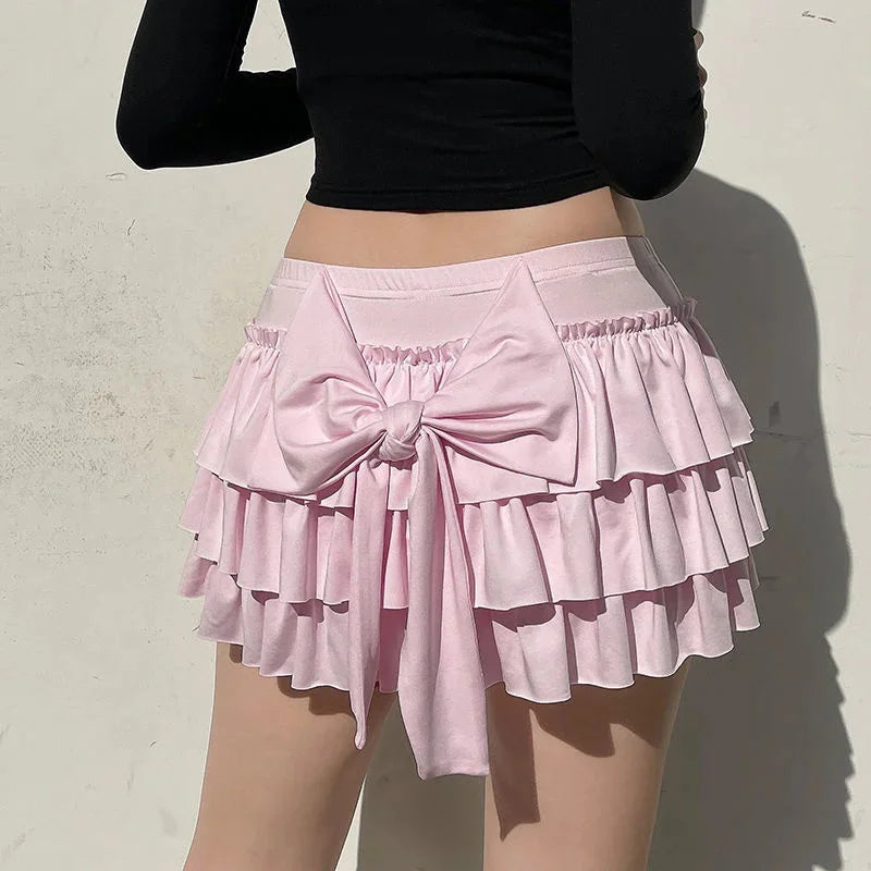 VILZSTUDIOS Pink Bow Pleated Mini Skirt