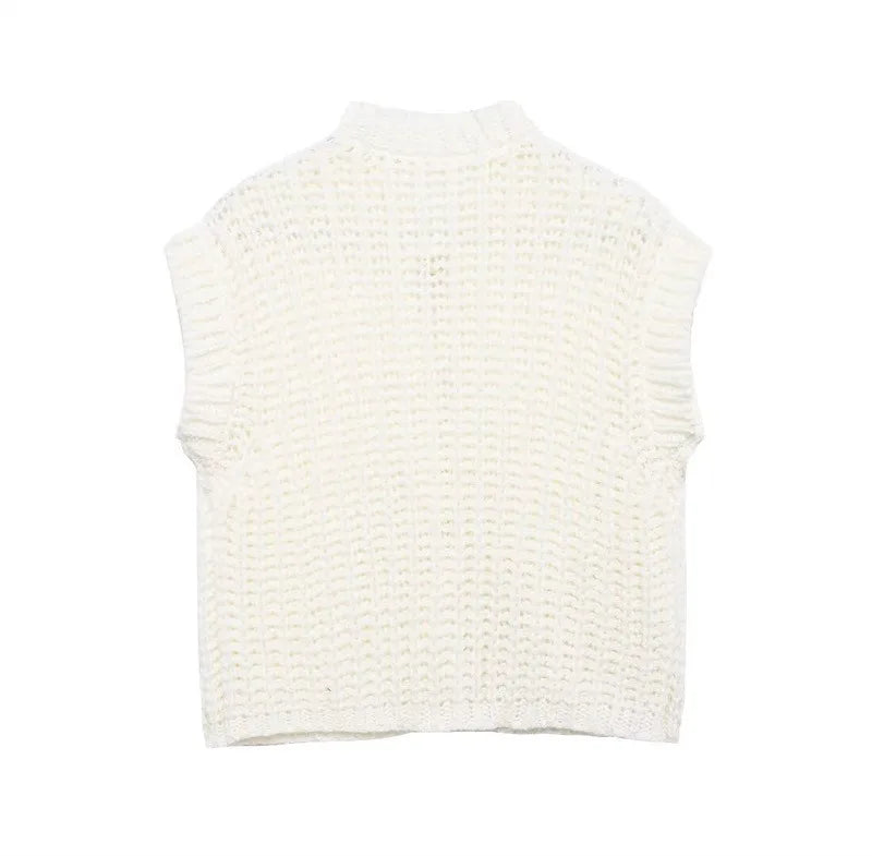 VILZSTUDIOS Chic Sleeveless Retro Knitted Sweater