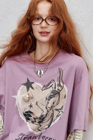 VILZSTUDIOS Oversized Newspaper Print Long Sleeve T-Shirt