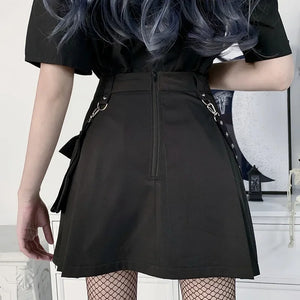 VILZSTUDIOS Gothic Punk Black High Waist Mini