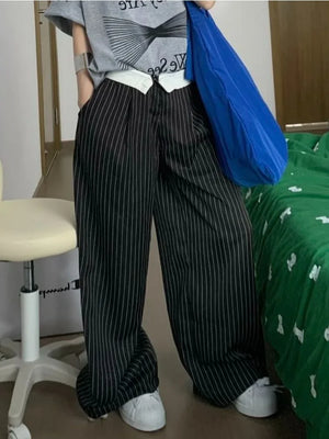 VILZSTUDIOS Elegant High Waist Striped Pants