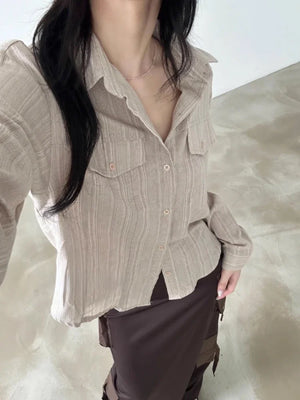 VILZSTUDIOS Slim Fit Korean Aesthetic Striped Shirt