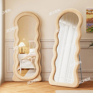 VILZSTUDIOS JC Wave full-body mirror Floor Ultra-clear and non-deforming fitting Cream wind full-length Special-shaped mirror