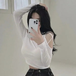 VILZSTUDIOS Sexy Hollow Out Turtleneck Long Sleeve Top