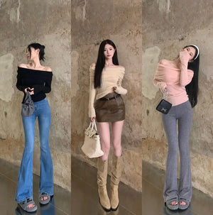 VILZSTUDIOS Off Shoulder Knitwear Sweater