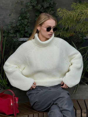VILZSTUDIOS Stylish Knitted Turtleneck Backless Sweater