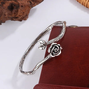 VILZSTUDIOS Vintage Flower Rose Leaf Asymmetric Bracelet