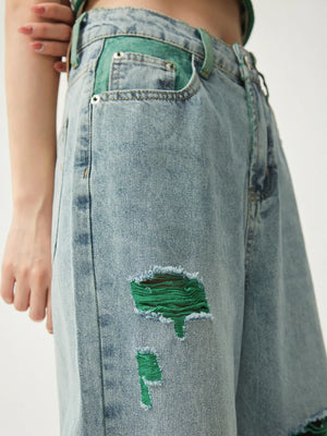 VILZSTUDIOS High Waist Wide Leg Ripped Jeans