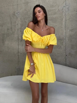 VILZSTUDIOS Elegant One Shoulder Puff Sleeve Dress