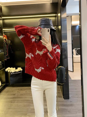VILZSTUDIOS Cozy Dog Jacquard Sweater