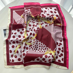 VILZSTUDIOS 2026 Design Print Square Silk Scarf Women Neckerchief Bandana Foulard Lady Shawl Scarves Wrap Head Hair Band Ties
