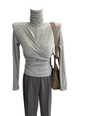 VILZSTUDIOS Twisted Turtleneck Women Basic Top