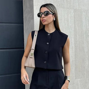 VILZSTUDIOS Chic Sleeveless Cropped Vest