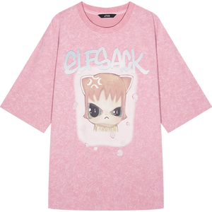 VILZSTUDIOS Whimsical Pink Cartoon Print T-Shirt