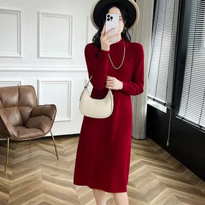 VILZSTUDIOS Cozy Wool High Neck Knitted Midi Dress