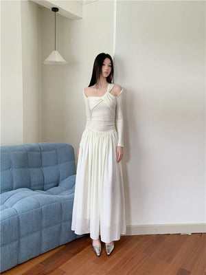 VILZSTUDIOS Elegant White Cut-Out Maxi Dress