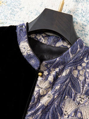 VILZSTUDIOS Luxurious Silk Velvet Jacquard Vest
