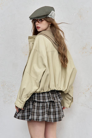 VILZSTUDIOS Y2K Streetwear Beige Loose Jacket