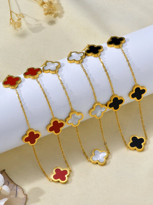 VILZSTUDIOS Elegant Stainless Steel Four-Leaf Clover Necklace