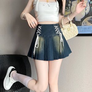 VILZSTUDIOS Vintage Pleated Denim Skirt