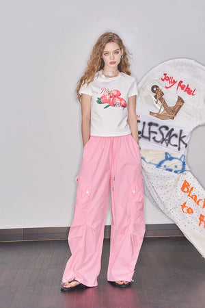 VILZSTUDIOS Pink Casual Wide Leg Pants