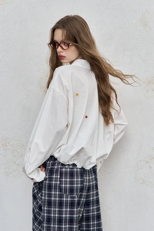 VILZSTUDIOS Stylish Loose Button Dots Shirt