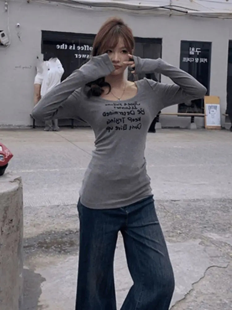 VILZSTUDIOS Retro American Slim Long Sleeve Top
