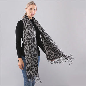 VILZSTUDIOS Designer Brand Leopard Cashmere Scarf Men Winter Scarves Warm Wool Pashmina Thicked Blanket Female Shawls and Wraps