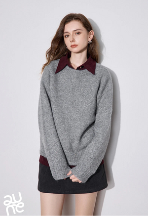 VILZSTUDIOS Sparkling Bead Camel Velvet Knit Sweater