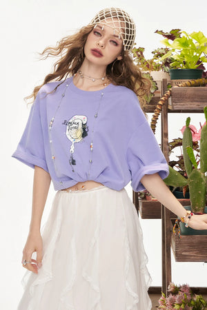 VILZSTUDIOS Sweet Printed Casual Short Sleeve T-Shirt