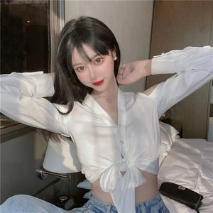 VILZSTUDIOS Chic Hollow Out Off-Shoulder Cropped Shirt