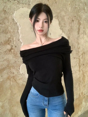 VILZSTUDIOS Off Shoulder Knitwear Sweater