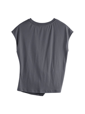 VILZSTUDIOS Petite Round Neck Twist Knot T-Shirt