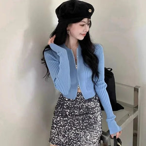 VILZSTUDIOS Slim Fit Zipper Cardigan