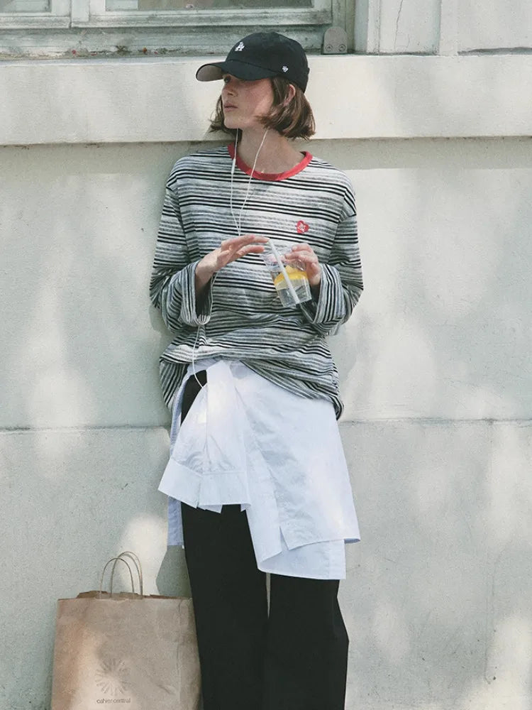 VILZSTUDIOS Striped Oversized Long Sleeve Top