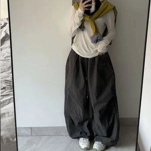 VILZSTUDIOS Trendy Oversized Black Wide Leg Pants