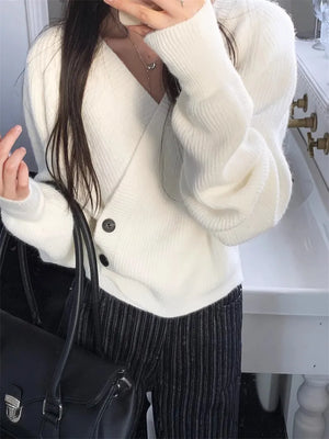 VILZSTUDIOS Chic Cashmere V-Neck Knit Cardigan