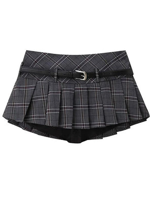 VILZSTUDIOS Retro Plaid Pleated A-Line Skirt