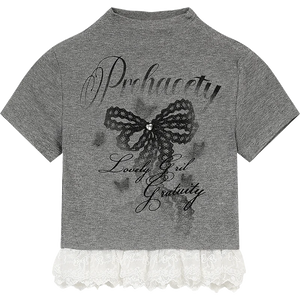 VILZSTUDIOS Lace Short-Sleeved Printed T-Shirt