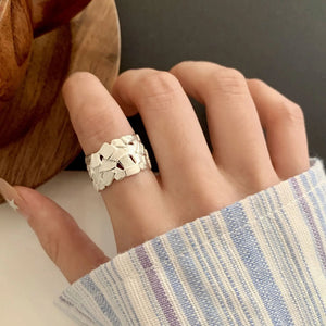 VILZSTUDIOS Geometric Wide Braid Squares Matte Ring