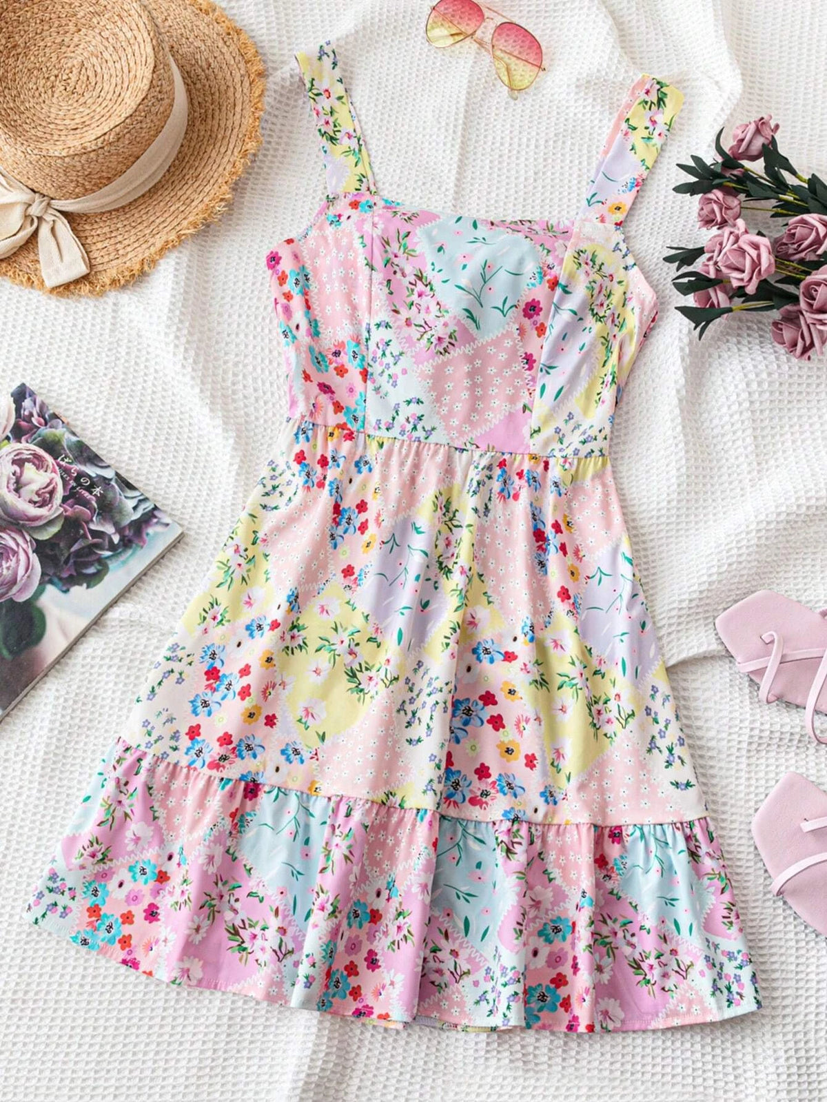 VILZSTUDIOS Floral Strapless Bow Back Dress