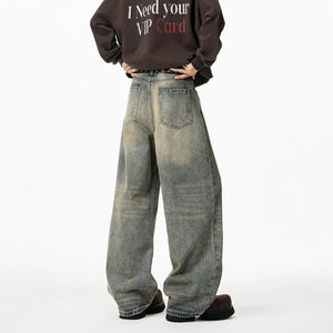 VILZSTUDIOS Vintage Distressed Wide Leg Denim Jeans