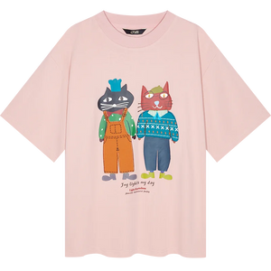 VILZSTUDIOS Chic 2 Cartoonish Cat Print T-Shirt