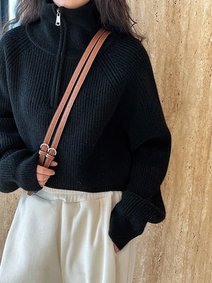 VILZSTUDIOS Turtleneck Semi-Zipper Knitwear Sweater