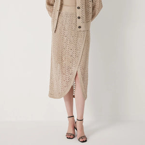 VILZSTUDIOS Luxury Linen Skirt with Hollow Out
